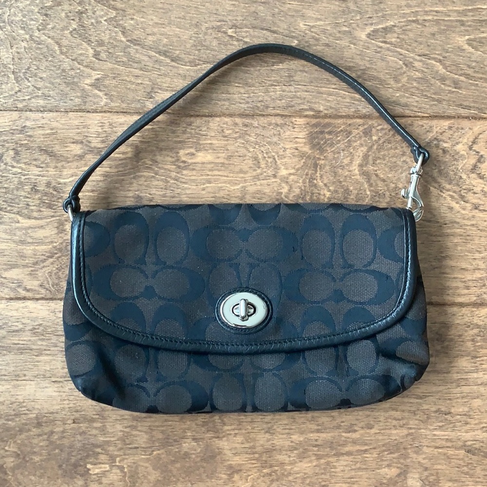 Coach wallet, clutch or wristlet • Faded Black w/ gray interior w/ a few stains
